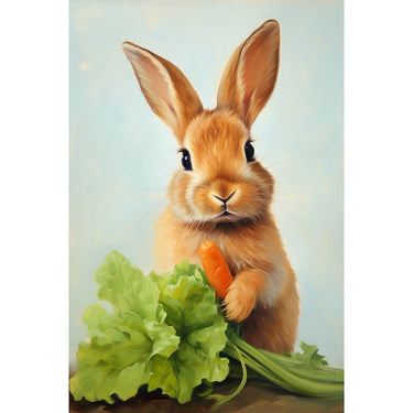 Rabbit Eating Lettuce Canvas